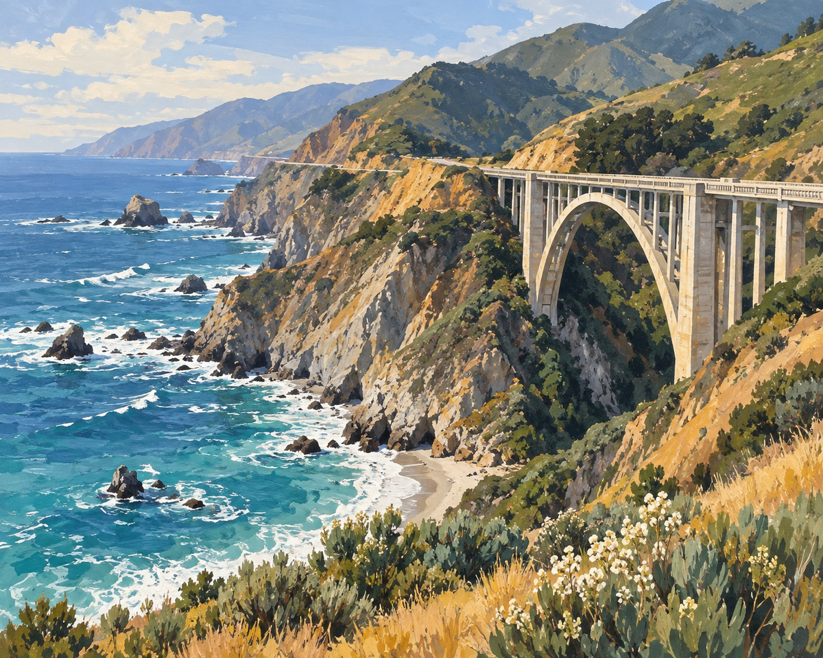 Painted artwork interpretation of Bixby Coast.